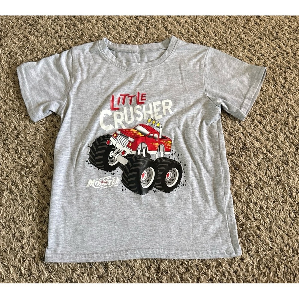 Boys Gray "Little Crusher" short sleeve tee size 4T‎